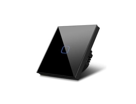 Dotykowy włącznik światła, pojedyńczy, szklany, czarny z kwadratowym przyciskiem MCE701B