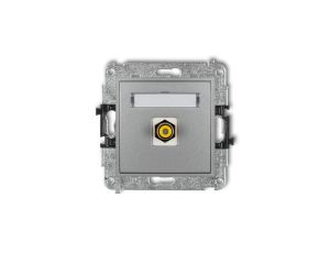 MINI Gniazdo pojedyncze RCA (typu cinch - żółty pozłacany) srebrny metalik 7MGRCA-1