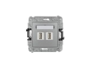 MINI Gniazdo podwójne 2xUSB-AA 2.0 srebrny metalik 7MGUSB-2
