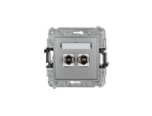 MINI Gniazdo antenowe podwójne typu F (SAT) pozłacany srebrny metalik 7MGF-2.1