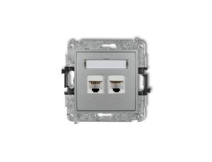 MINI Gniazdo telefoniczne podwójne 2xRJ11 4-stykowy beznarzędziowe srebrny metalik 7MGT-2