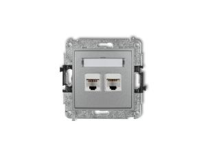 MINI Gniazda komputerowe podwójne 2xRJ45, kat. 5e, 8-stykowy srebrny metalik 7MGK-2