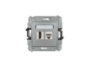 MINI Gniazdo telefoniczne RJ11 + gniazdo komputerowe RJ45 kat. 5e 8-stykowy beznarzędziowy srebrny metalik 7MGTK