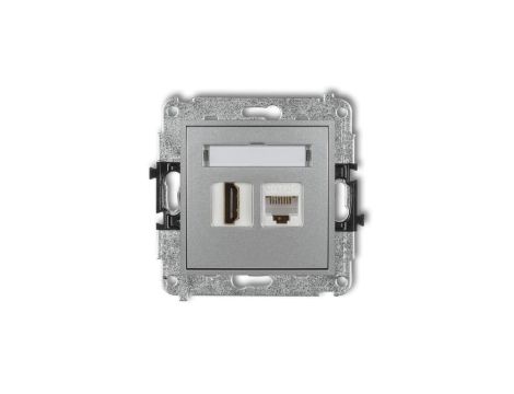 MINI Gniazdo telefoniczne RJ11 + gniazdo komputerowe RJ45 kat. 5e 8-stykowy beznarzędziowy srebrny metalik 7MGTK