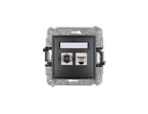 MINI Gniazdo antenowe typu F (SAT) + gniazda komputerowe 1xRJ45 kat. 5e grafitowy 11MGFK-1