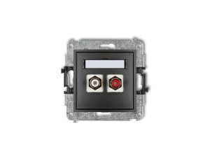 MINI Gniazdo podwójne RCA (typu cinch - biały i czerwony pozłacany) grafitowy 11MGRCA-2