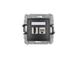 MINI Gniazdo pojedynczego HDMI + gniazdo komputerowe 1xRJ45 kat.5e 8-stykowy grafitowy 11MGHK