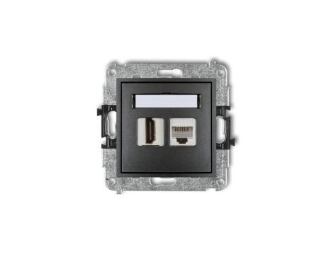 MINI Gniazdo pojedynczego HDMI + gniazdo komputerowe 1xRJ45 kat.5e 8-stykowy grafitowy 11MGHK