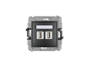 MINI Gniazdo podwójne 2xUSB-AA 2.0 grafitowy 11MGUSB-2