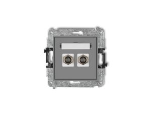 MINI Gniazdo antenowe podwójne typu F (SAT) niklowany szary mat 27MGF-2