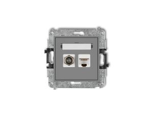 MINI Gniazdo antenowe typu F (SAT) + gniazda komputerowe 1xRJ45 kat. 5e szary mat 27MGFK-1