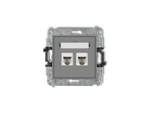 MINI Gniazdo telefoniczne podwójne 2xRJ11 4-stykowy beznarzędziowe szary mat 27MGT-2
