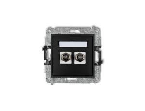 MINI Gniazdo antenowe podwójne typu F (SAT) pozłacany czarny mat 12MGF-2.1