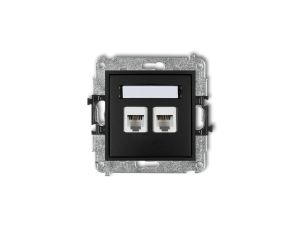 MINI Gniazdo telefoniczne podwójne 2xRJ11 4-stykowy beznarzędziowe czarny mat 12MGT-2