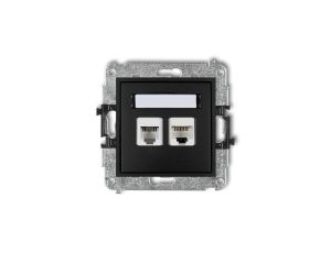 MINI Gniazdo telefoniczne RJ11 + gniazdo komputerowe RJ45 kat. 5e 8-stykowy beznarzędziowy czarny mat 12MGTK