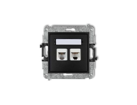 MINI Gniazdo telefoniczne RJ11 + gniazdo komputerowe RJ45 kat. 5e 8-stykowy beznarzędziowy czarny mat 12MGTK