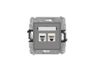 MINI Gniazdo telefoniczne RJ11 + gniazdo komputerowe RJ45 kat. 5e 8-stykowy beznarzędziowy szary mat 27MGTK