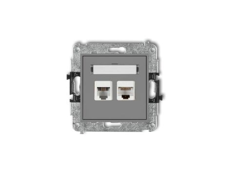 MINI Gniazdo telefoniczne RJ11 + gniazdo komputerowe RJ45 kat. 5e 8-stykowy beznarzędziowy szary mat 27MGTK
