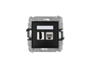 MINI Gniazdo pojedynczego HDMI + gniazdo komputerowe 1xRJ45 kat.5e 8-stykowy czarny mat 12MGHK