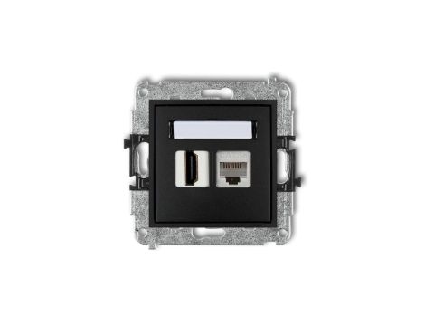 MINI Gniazdo pojedynczego HDMI + gniazdo komputerowe 1xRJ45 kat.5e 8-stykowy czarny mat 12MGHK