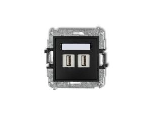 MINI Gniazdo podwójne 2xUSB-AA 2.0 czarny mat 12MGUSB-2