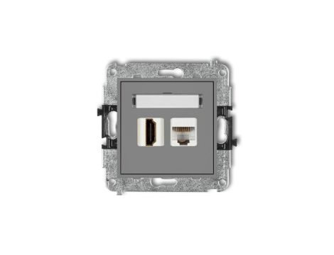 MINI Gniazdo pojedynczego HDMI + gniazdo komputerowe 1xRJ45 kat.5e 8-stykowy szary mat 27MGHK