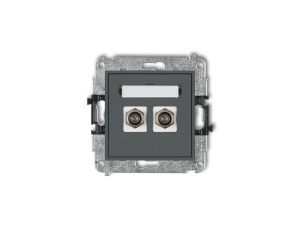 MINI Gniazdo antenowe podwójne typu F (SAT) pozłacany grafitowy mat 28MGF-2.1