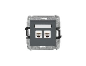 MINI Gniazda komputerowe podwójne 2xRJ45, kat. 5e, 8-stykowy grafitowy mat 28MGK-2