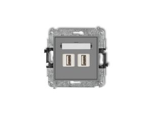 MINI Gniazdo podwójne 2xUSB-AA 3.0 szary mat 27MGUSB-6