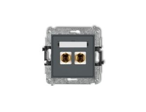 MINI Gniazdo głośnikowe pojedyncze (typu banan - czerwony i czarny pozłacany 4 mm2 do lutowania) grafitowy mat 28MGG-3