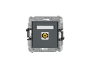 MINI Gniazdo pojedyncze RCA (typu cinch - żółty pozłacany) grafitowy mat 28MGRCA-1