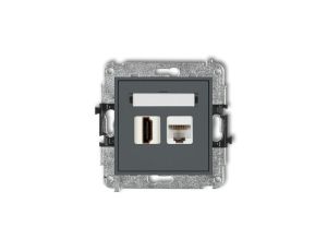 MINI Gniazdo pojedynczego HDMI + gniazdo komputerowe 1xRJ45 kat.5e 8-stykowy grafitowy mat 28MGHK