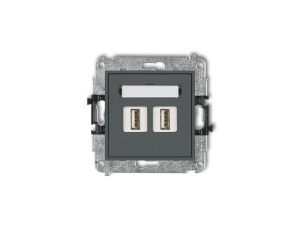 MINI Gniazdo podwójne 2xUSB-AA 2.0 grafitowy mat 28MGUSB-2