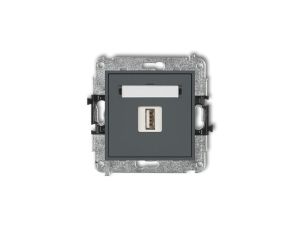 MINI Ładowarka USB pojedyncza 5V 1A grafitowy mat 28MCUSB-1