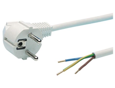 Przwód przyłączeniowy w wtyczką kątowa Uni-Schucko 2m H03VV-F 3x0,75 biały W-97155 PP-50/2M/3X0,75/OMY ŻO/