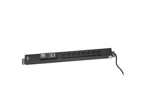 Listwa monitorująca pionowa wtyk zasilający DIN49440 16A 250V 8xC13 10A 250V 16A DN-IP-V-2-8C13