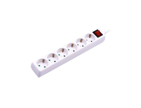 Przedłużacz VT-1116 6 gniazd z włącznikiem (3G1.5MM2 X 5M) Biały 8769