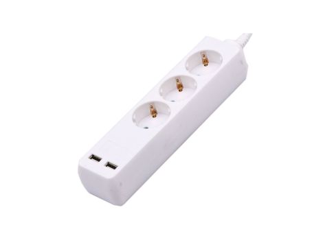 Przedłużacz VT-1124 3 gniazda 2 porty USB (3G1.5MM2 X 5M) Biały 8775