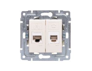 DANTE Gniazdo teleinformatyczne RJ45 kat.5e nieekranowane + RJ11 krem 450369
