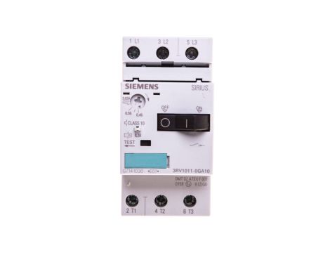 Wyłącznik silnikowy 3P 0,18kW 0,45-0,63A S00 3RV1011-0GA10