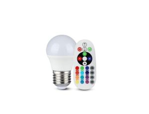 Żarówka LED 3,5W E27 G45 RGB+6400K Ściemnialna 320lm 180st. A+ (Sterowanie pilotem) 2774