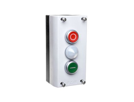 Kaseta sterownicza 3-otworowa START/STOP/lampka biała 2Z 2R szara IP67 M22-I3-M2 216533
