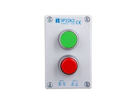 Kaseta sterownicza 1-otworowa czerwony 1R szara IP65 2x membrana M20 SP22K2\02-2