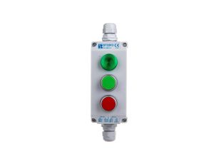 Kaseta sterownicza 3-otworowa zielony/czerwony/lampka zielona 230V IP65 1x membrana M20 szara ST22K3\06-2