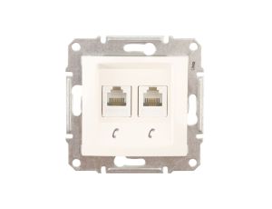 Sedna Gniazdo telefoniczne podwójne RJ11 kremowe SDN4201123