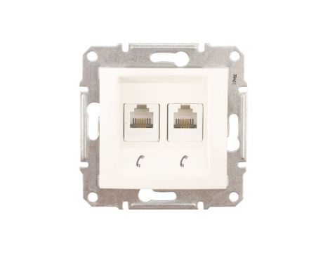 Sedna Gniazdo telefoniczne podwójne RJ11 kremowe SDN4201123