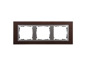 Simon 82 Ramka potrójna pozioma drewniana wenge/ ramka pośrednia aluminium mat 82937-65