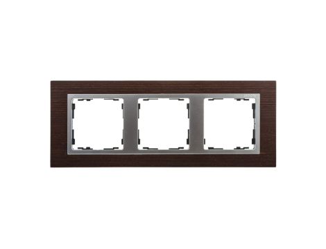 Simon 82 Ramka potrójna pozioma drewniana wenge/ ramka pośrednia aluminium mat 82937-65