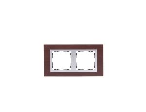 Simon 82 Ramka podwójna pozioma drewniana wenge/ ramka pośrednia aluminium mat 82927-65