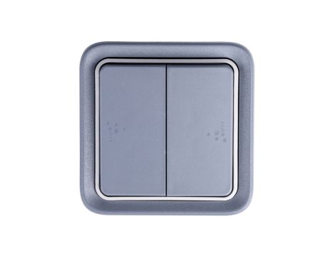 PLEXO55 Łącznik schodowy podwójny z puszką n/t szary 069715